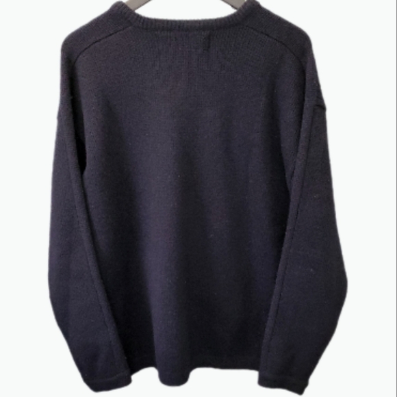 VTG 90s Wool V-Neck Sweater Fargo Clothing Black (w/2 Tan Stripes) Size XL - Picture 2 of 7